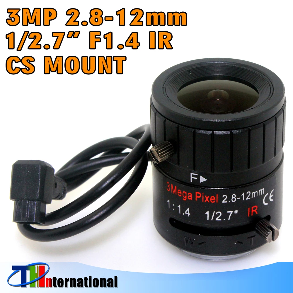 

3MP 1/2.7" 2.8-12mm CS lens F1.4 Manual Varifocal DC Auto Iris CCTV IR Lens CS Mount for IP Box Camera for Surveillance camera