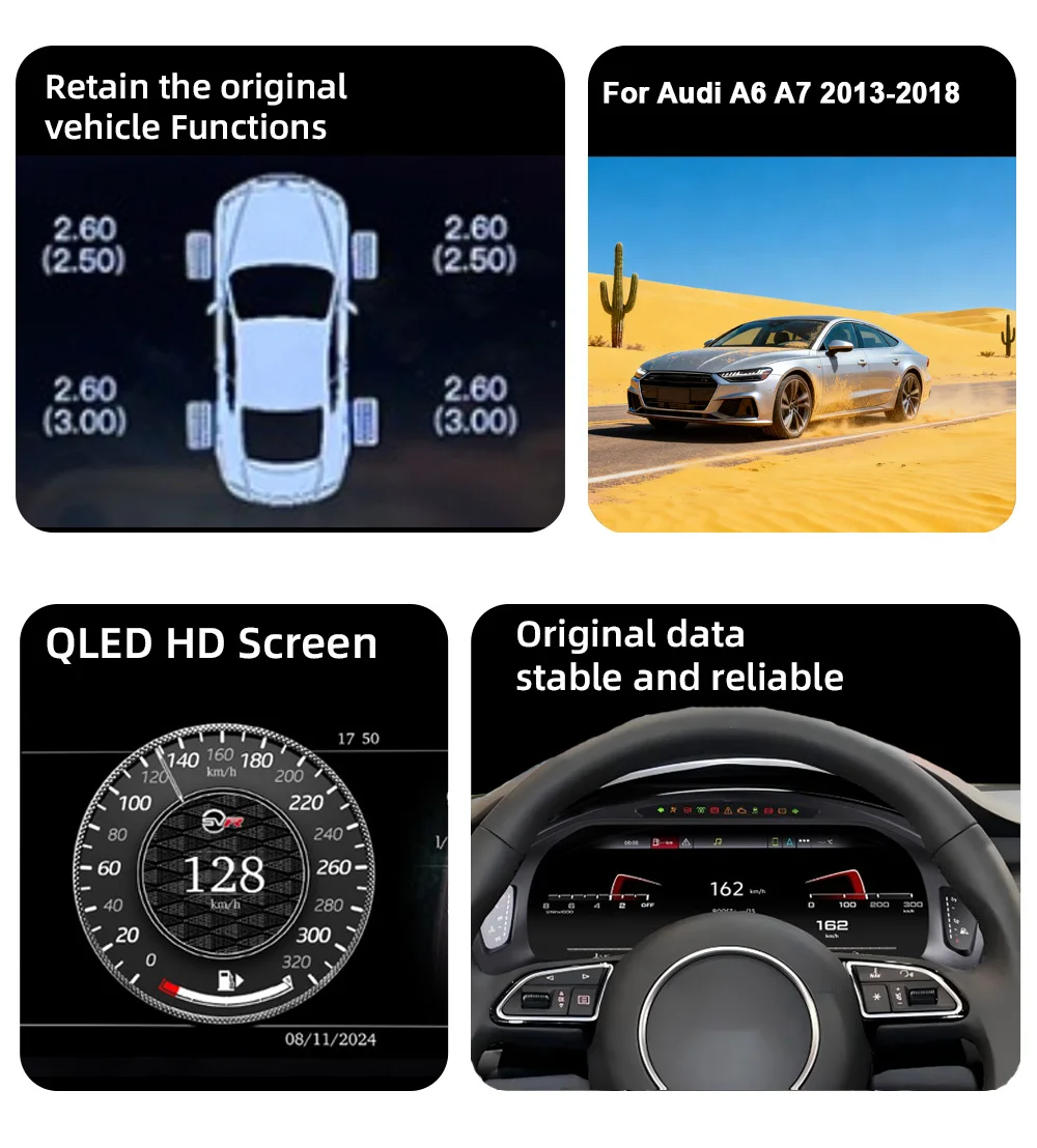 Digital Instrument Cluster Display Suitable For Audi A6 A7 2013-2018 CarPlay And
