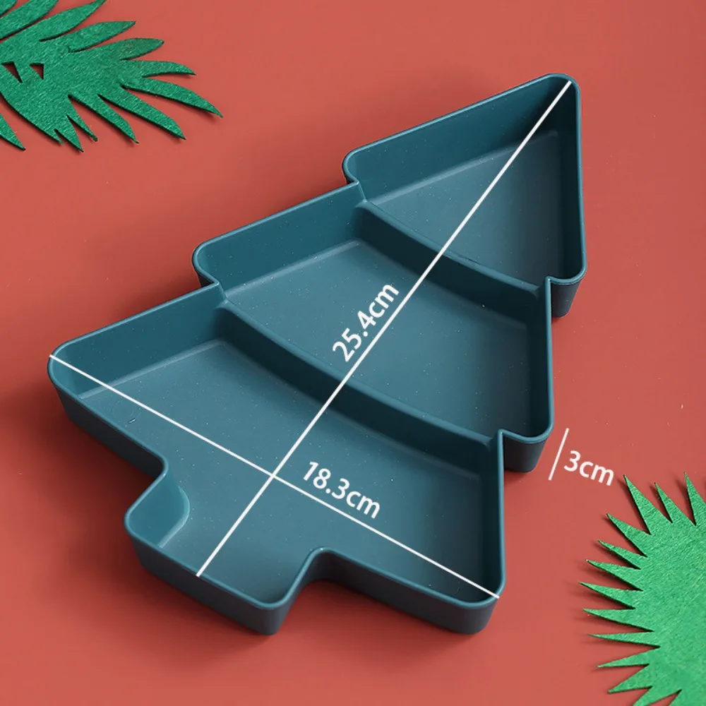 Creative Christmas tree fruit plate compartment household snack plate plastic candy dried fruit melon seeds storage box