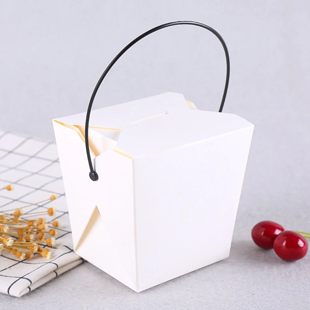 20 Pcs Portable Food Containers Brown Paper Boxes Chinese Take Out Boxes Baked Food Box Fried Snacks Box Disposable Containers