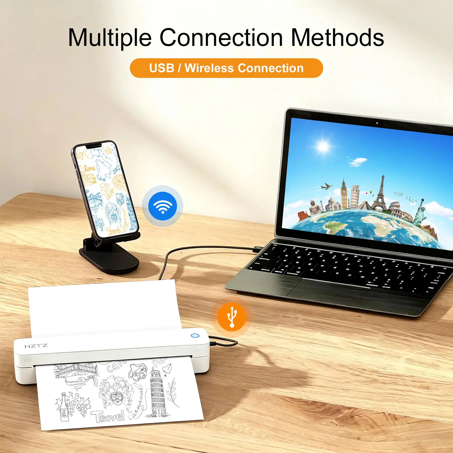 2600mAh 타투 스텐실 프린터 - 3시간 연속 작업, 1회 충전 시 200회 인쇄 무선 열전사 복사기