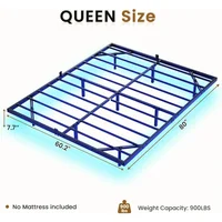 Queen Bed Frame with LED Lights, Metal Platform Bed with Heavy Duty Steel Slats and 4 Mattress Slide Stopper,Floating Bed Frame 2