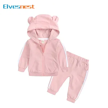 Fashion Baby Boys / Girls Outfit Set Cotton Long Sleeve Hooded Tops & Pants Sets 6-24 Months 1