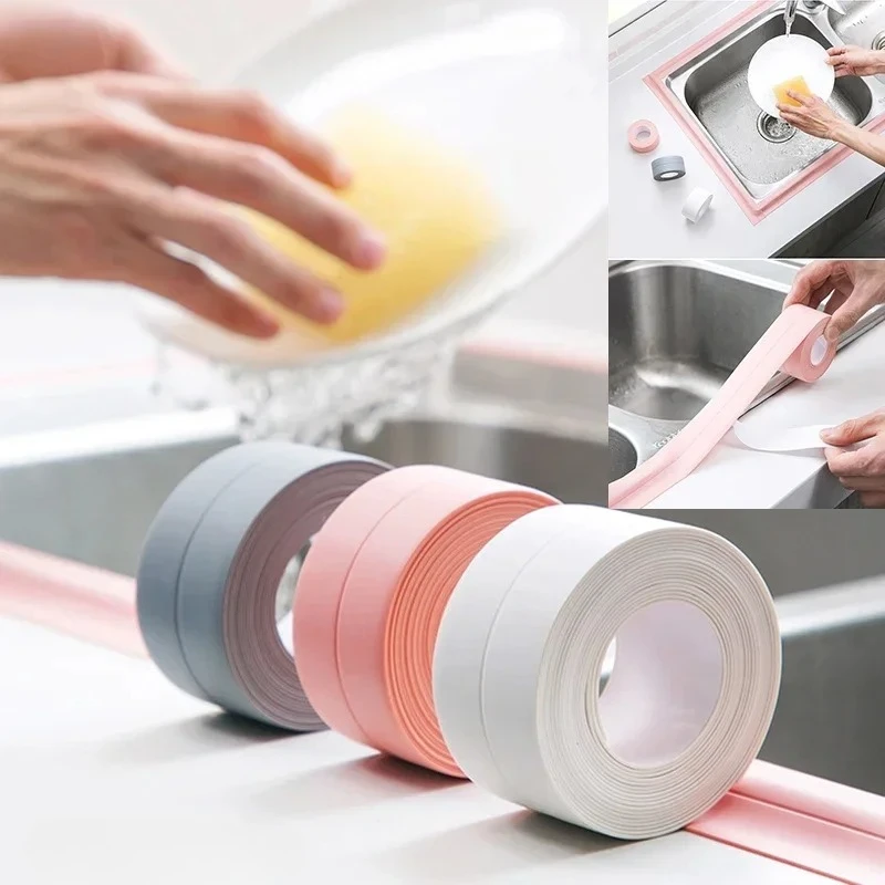 Tape PVC Crack Tape For Bathroom and Kitchen Anti-mildew Waterproof Sealing Sink Wallpaper Border Tape For Kitchen Gadgets
