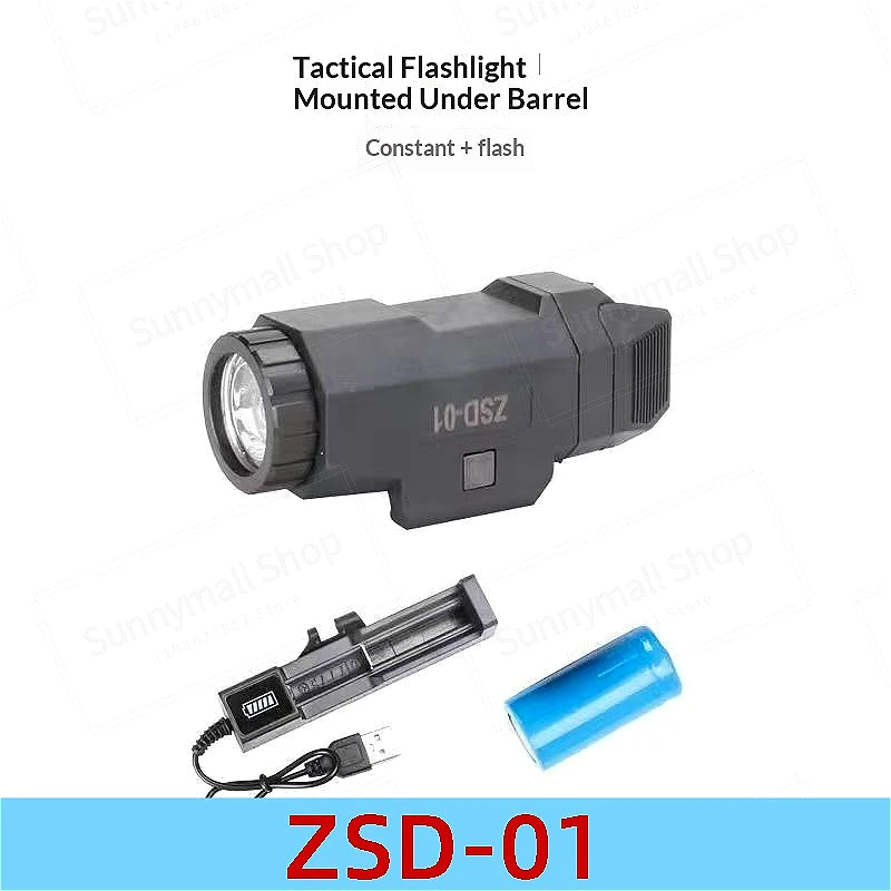 ZSD-01 나일론 & FOXTROT1X 금속 800LM 전술 손전등, 스트로브, 20mm 피카티니 레일, 야외 및 WARGAME 장난감 조명용.