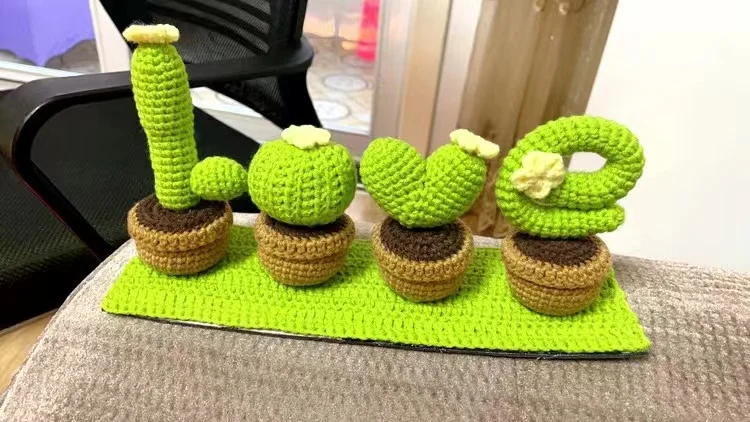 Handmade Cactus Love Potted Crochet Knitting Kits Wool Yarn Crochet Display Kit For DIY Beginner Women Home Gift crochet kit