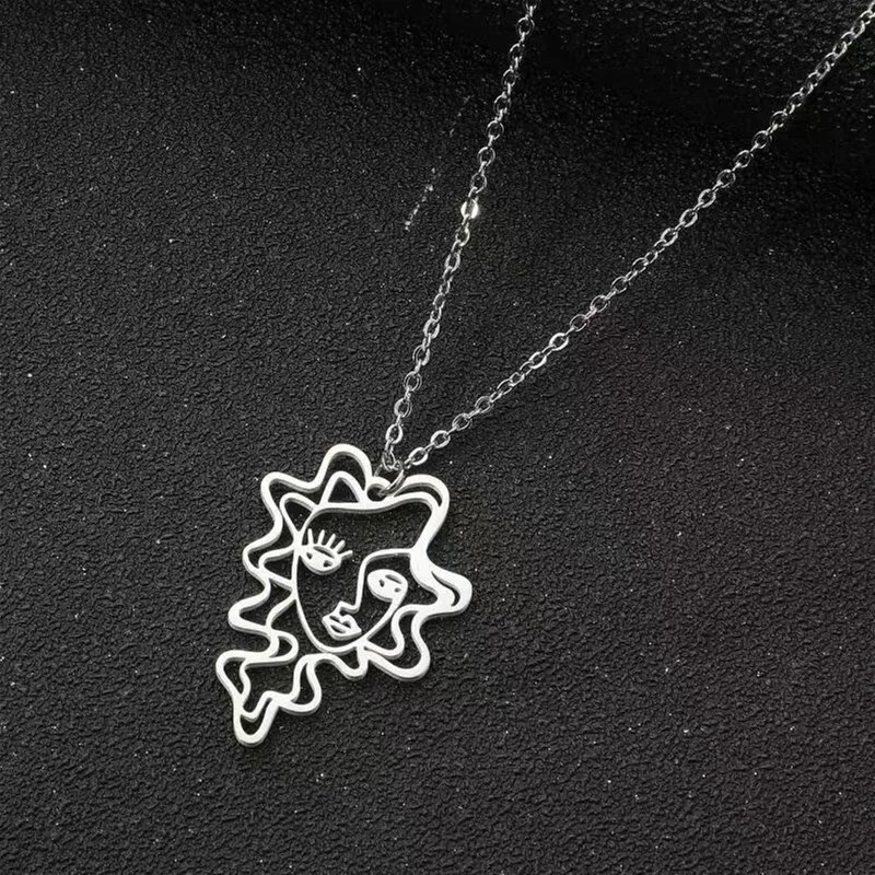 Injoehom Smiley Face Necklace - Stainless Steel Hip Hop Punk Safety Pin Pendant For Women & Men (Silver) - View #9