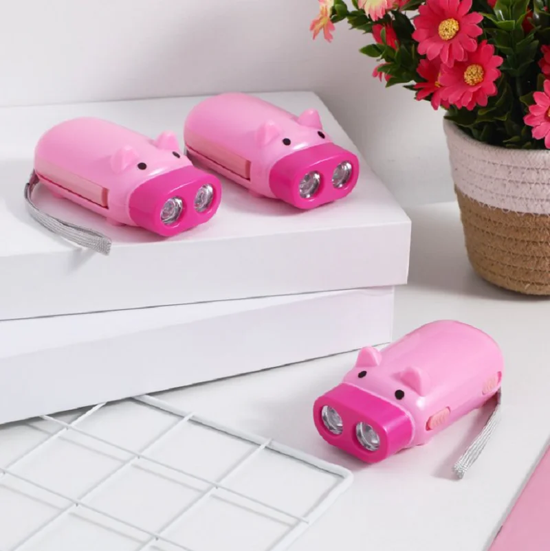 Mini Piggy Flashlight Plastic Children's Luminescence Toys Drop-Resistant Compression-Resistant Random Color