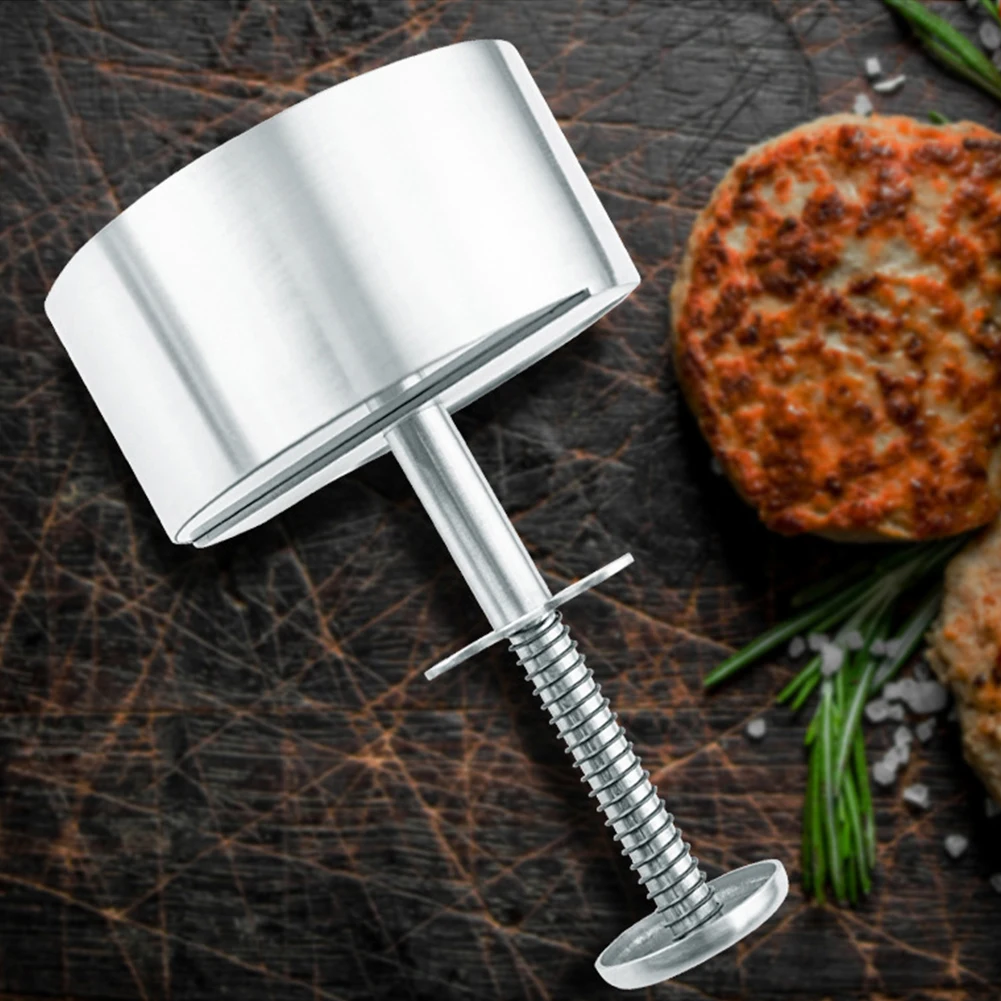Hamburger Press Stainless Steel Burger Patty Maker Detachable Handle Non-Stick for Meat Patties Kitchen Grilling Accessories