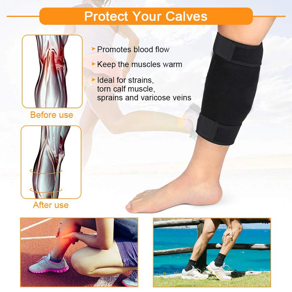 1Pcs Sports Adjustable Calf Compression Brace Shin Splint Guard Leg Support Sleeves  Wrap Cycling Running Basketball Football