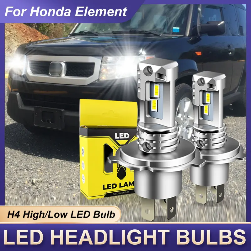 

2pcs LED Headlight High/Low Beam Bulbs H4 9003 HB2 Bright Lamps CANbus 12000lm For HONDA Element 2003 2004 2005 2006 White 6000k