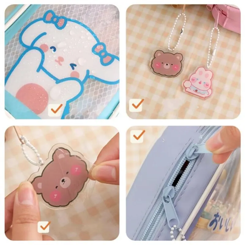 Pen Case Cute Creative Transparent Canvas Large Capacity Children Cartoon Student Stationery