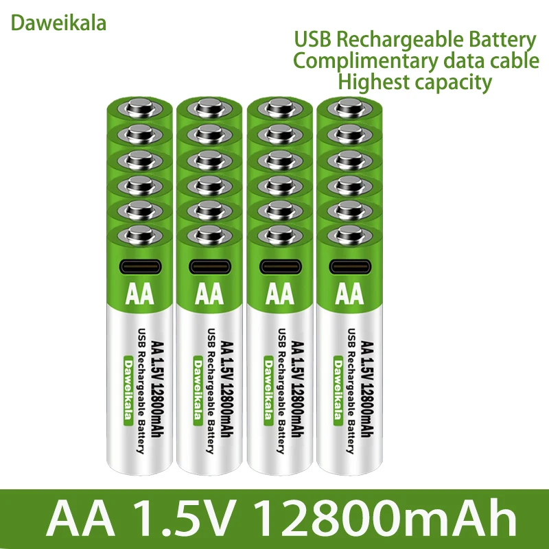 2023 Новый AA USB перезаряжаемый литий-ионный аккумулятор 1,5 в AA 12800 мАч/литий-ионный аккумулятор игрушка часы MP3-плеер термометр клавиатура