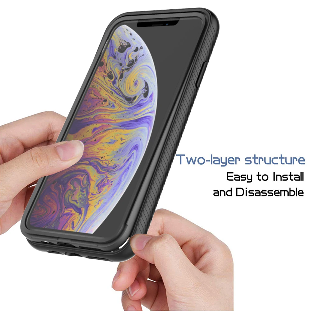 Shockproof Clear Phone Case with Built-in Screen Protector and TPU Bumper