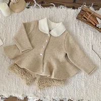 2025 nouveau bébé vêtements tricot ensemble printemps automne mignon tricoté fille pull costume tricoté hauts + PP court doux deux pièces costume 2 pièces 1