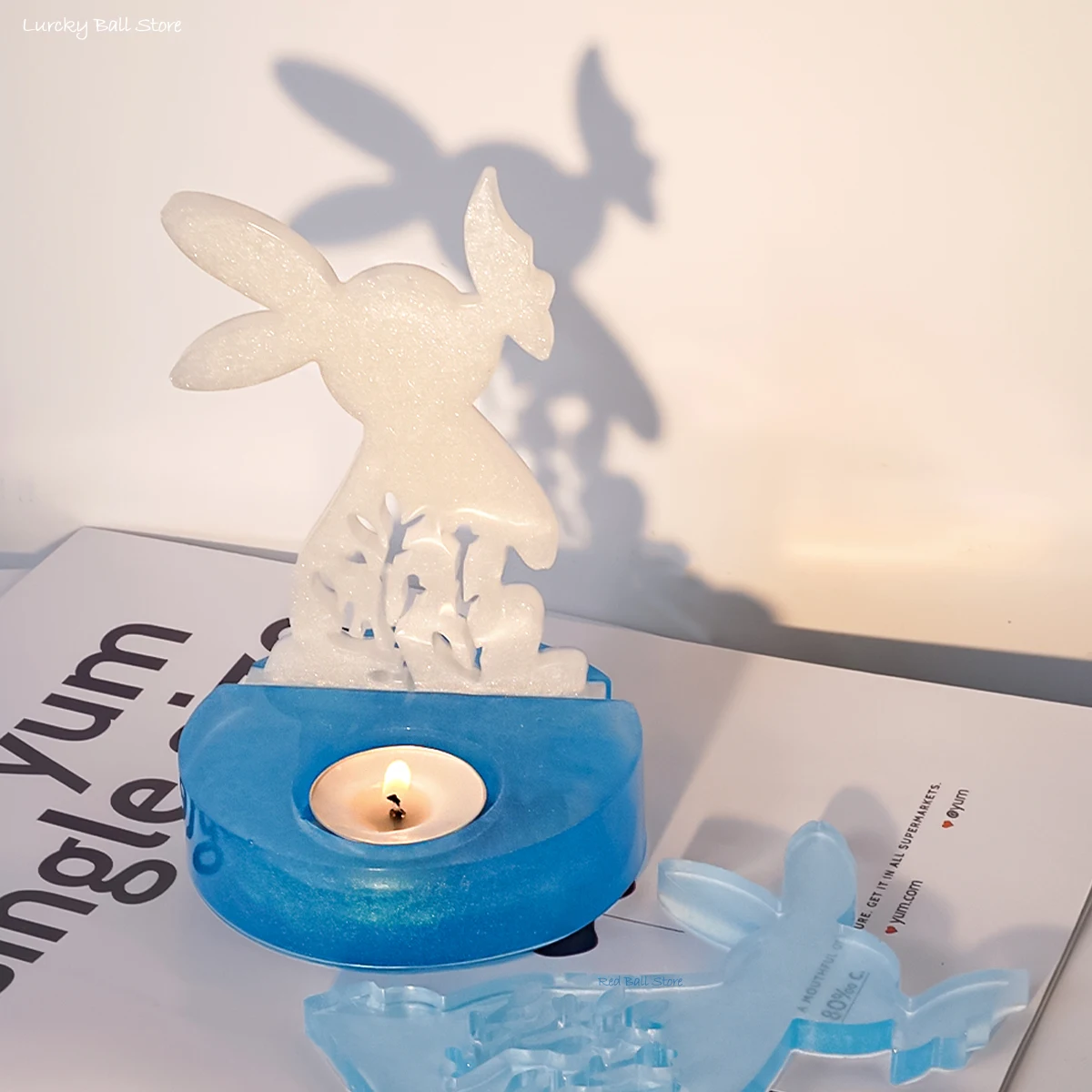 Easter Rabbit Candle Holder Silicone Mold Rabbit Kiss Butterfly Candlestick Mould DIY Aromatherapy Gypsum Resin Home Decoration silicone mold