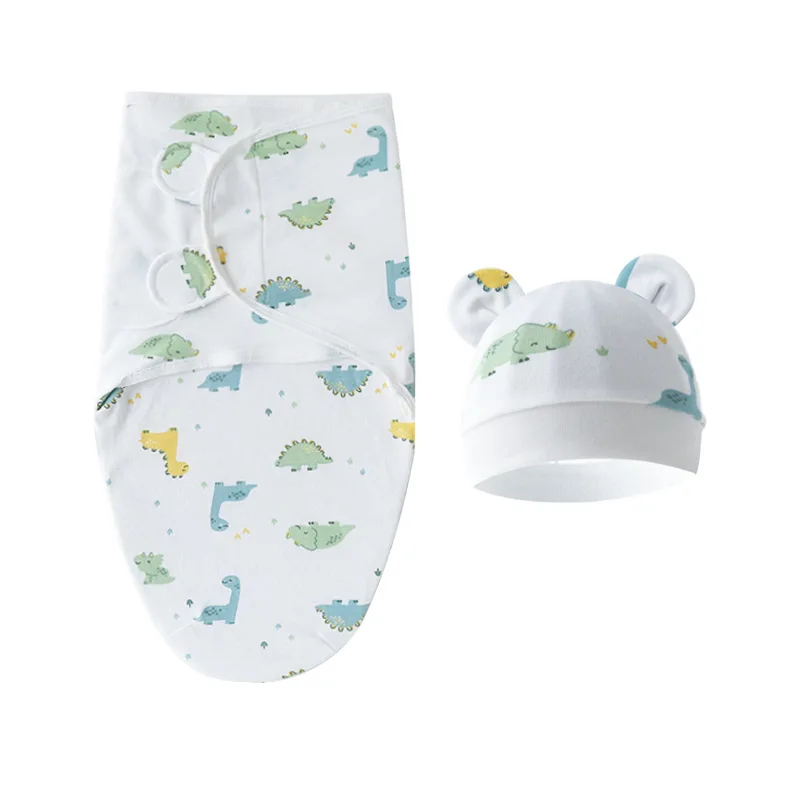 Cotton Baby Swaddle Blanket Wrap Hat Set Adjustable for Infant Newborn 0-3 Month swaddle blanket,cotton swaddle,blanket hat set