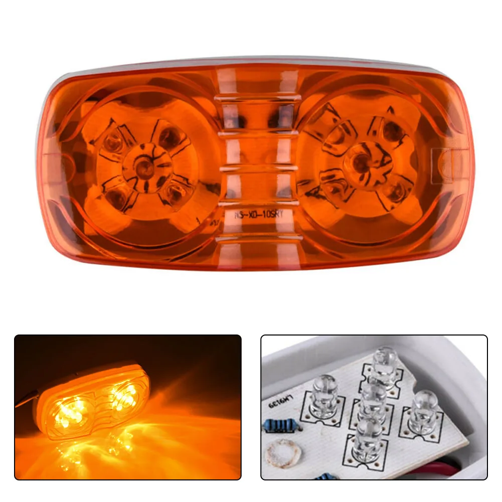 DC 12/24V 10 LED Side Marker Lights Amber Turn Signal Lights Car Clearance Lamps Camper Truck Trailer RV Running Lamp