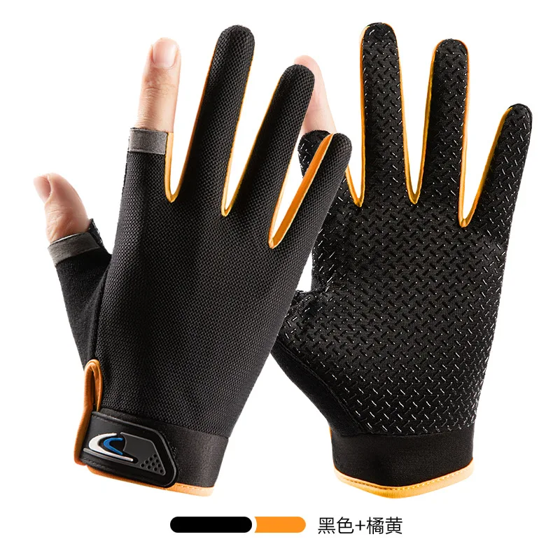 Anti-Slip Breathable Fishing Gloves Two Finger Cut Outdoor Sport