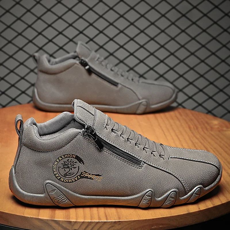 Men's Casual Shoes Side Zipper Short Boots Versatile Flat Bottom Trendy Fashionable Men's Shoes Suitable for Outdoor Sports 3