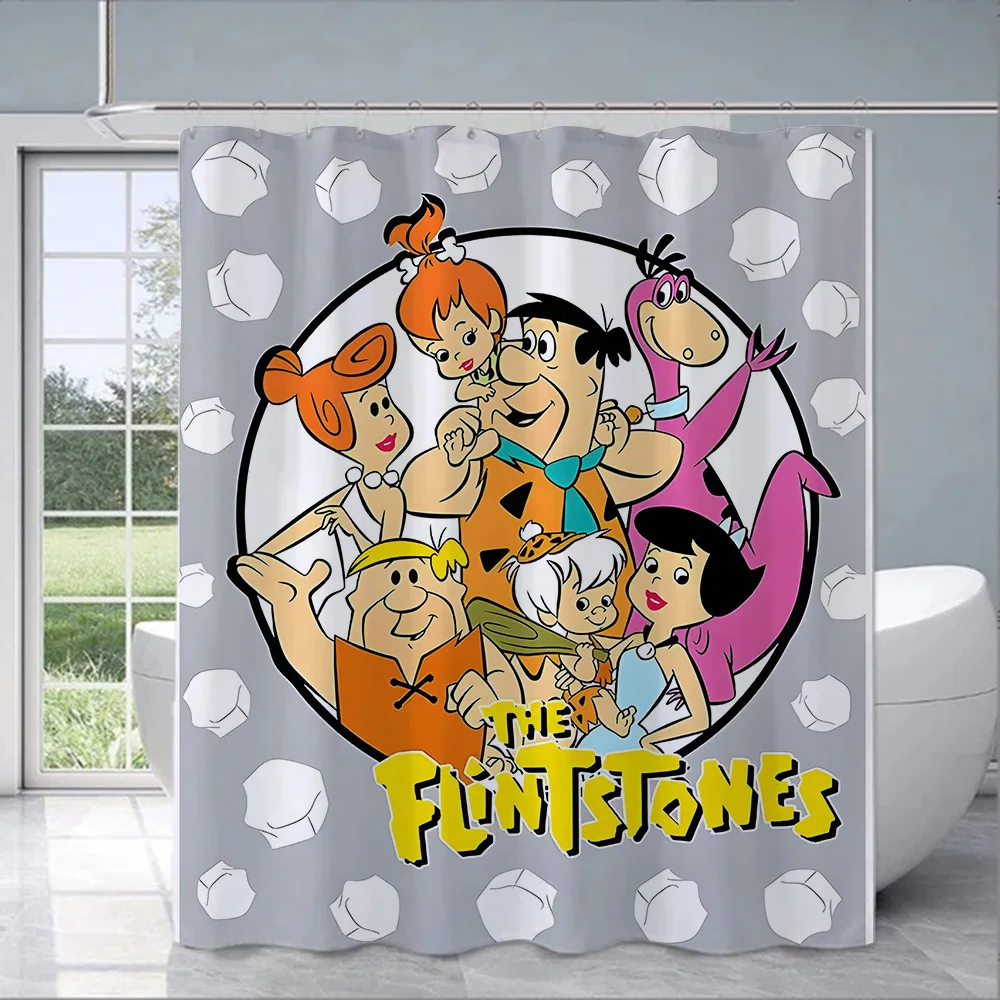 Shower Curtain Waterproof Polyester Fabric Paint Colorful Curtains Classic Cartoon Flintstones Home Bathroom Decor With Hook 3