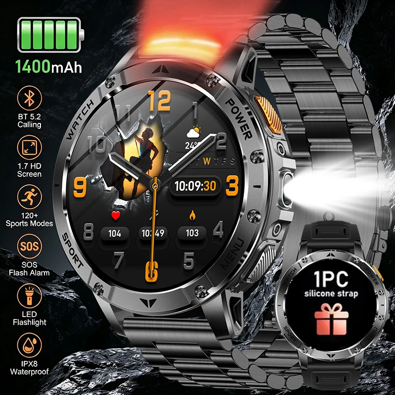 Smartwatch com Tela IPS de 1, 7'', Bateria de 1400mAh, Resistente à Água IPX8