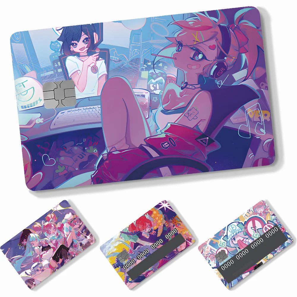 Popular Rhythm Game Muse Dash Doodle Stickers 4pcs PVC Credit Card Skin Stickers Removable Self-adhesive Protective Film