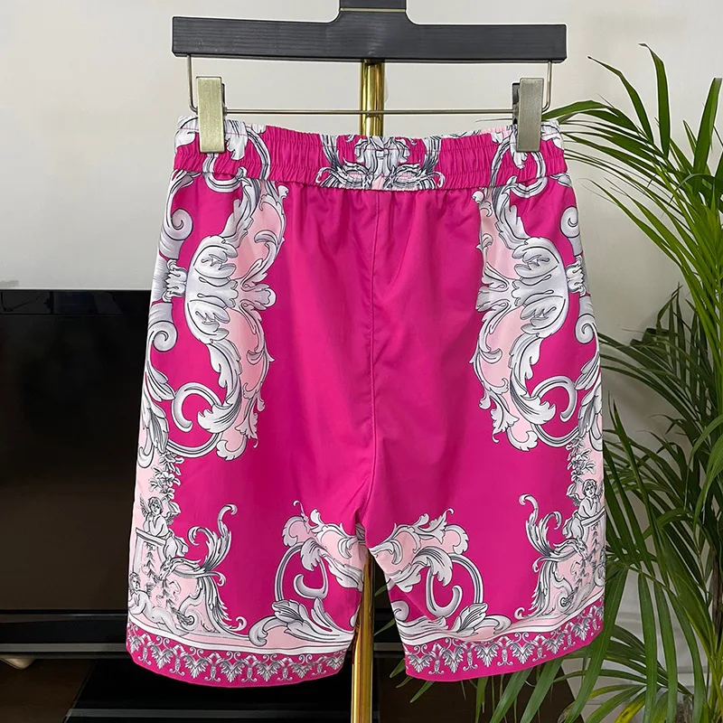 2023 Summer Europe Style Chic Men's Casual Shorts Suit Fashion Short-Sleeves Shirt + Beach Pants Two Piece Set C593