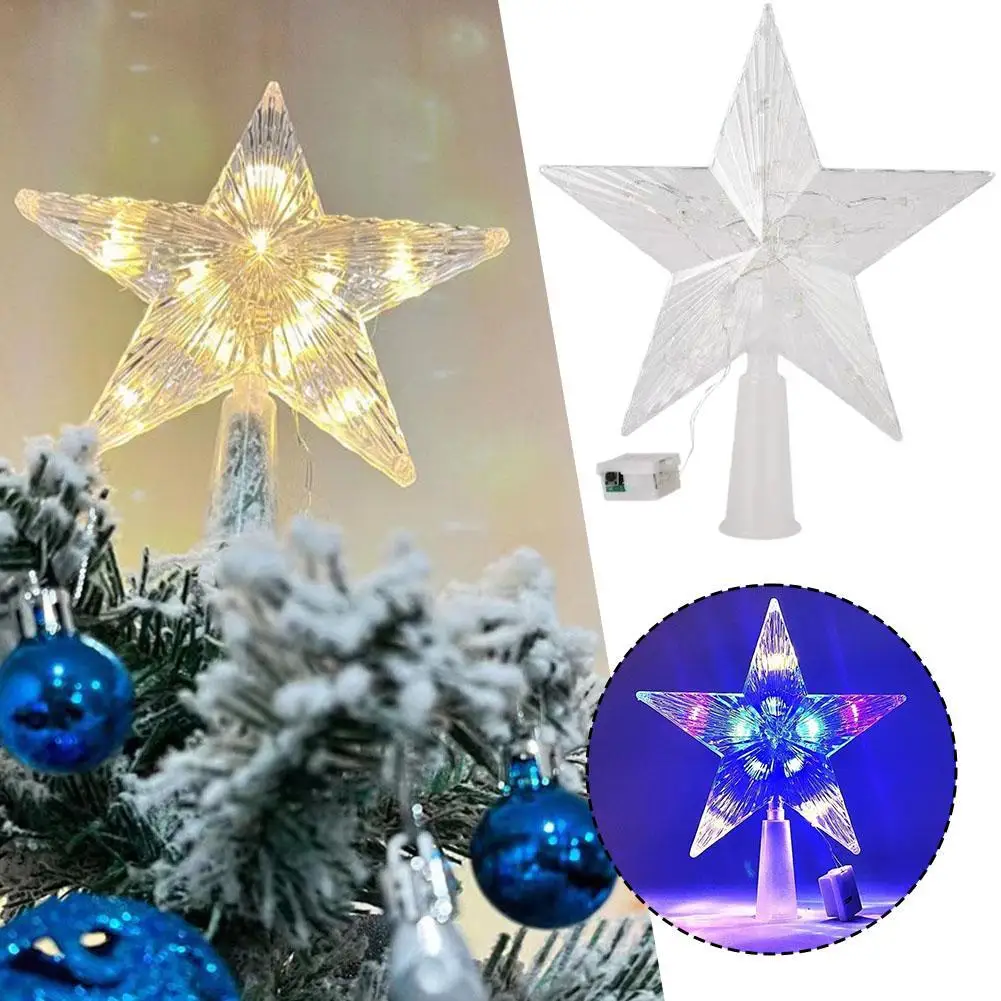 

Christmas Decoration Transparent Luminous Tree Top Star Christmas Tree Decoration Warm Colored Light Festival celebration