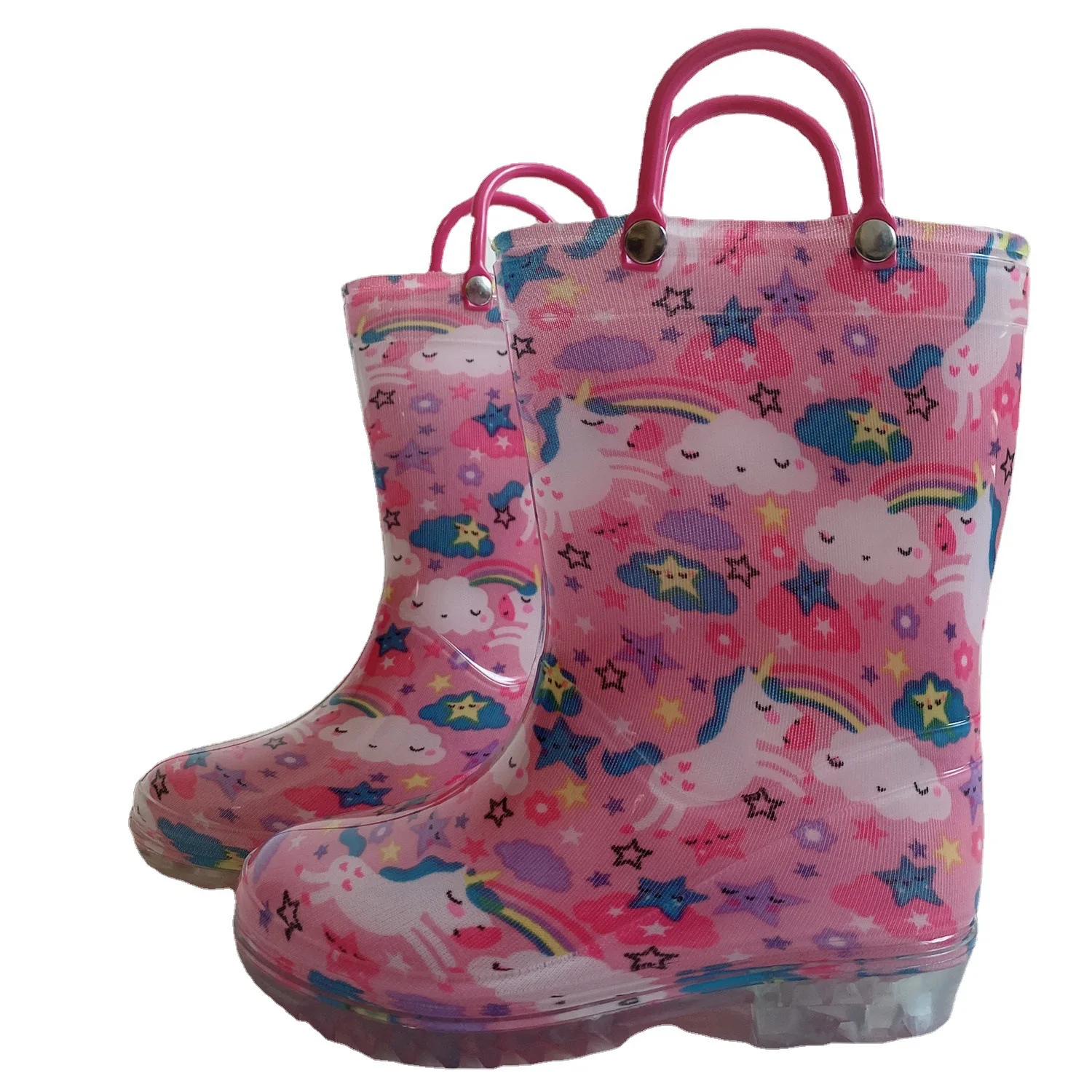 New Kids PVC Portable Mid-calf Rain Boots Waterproof Boys Girls Rainboots Animal Cartoon Water Shoes Wellies For Children