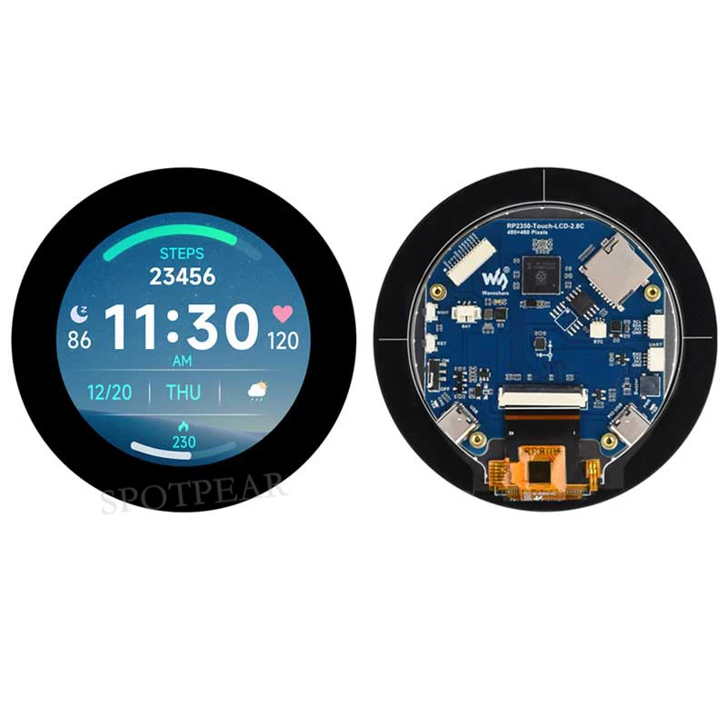 ����� ���� ���� 2 RP2350B 2.8��ġ LCD ���� ���� RGB ���÷��� ���� ��ġ��ũ�� 480x480 LVGL QMI8658 / SD / RTC