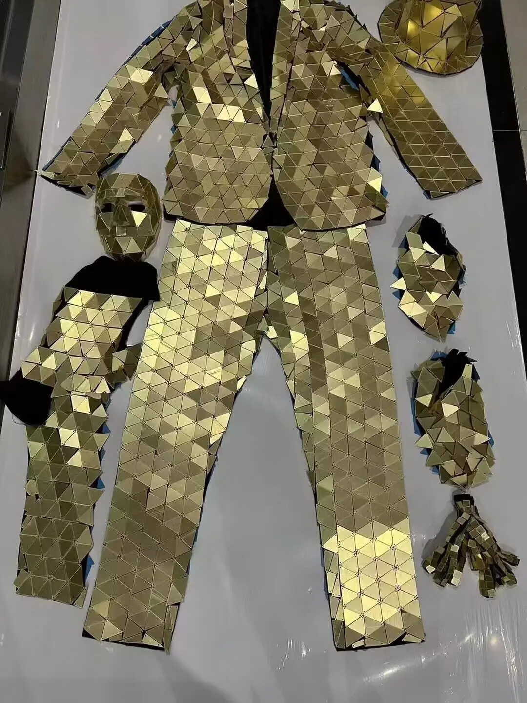 Mirror Men Costume Glass man stage show cloth Birthday Party Robot dancer Modern Singer Outfit