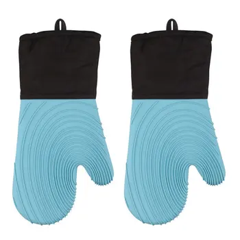 Set di guanti da forno flessibili in silicone per cucinare gli elementi essenziali della cucina Guanti professionali extra lunghi resistenti al calore Forniture per la cottura 1