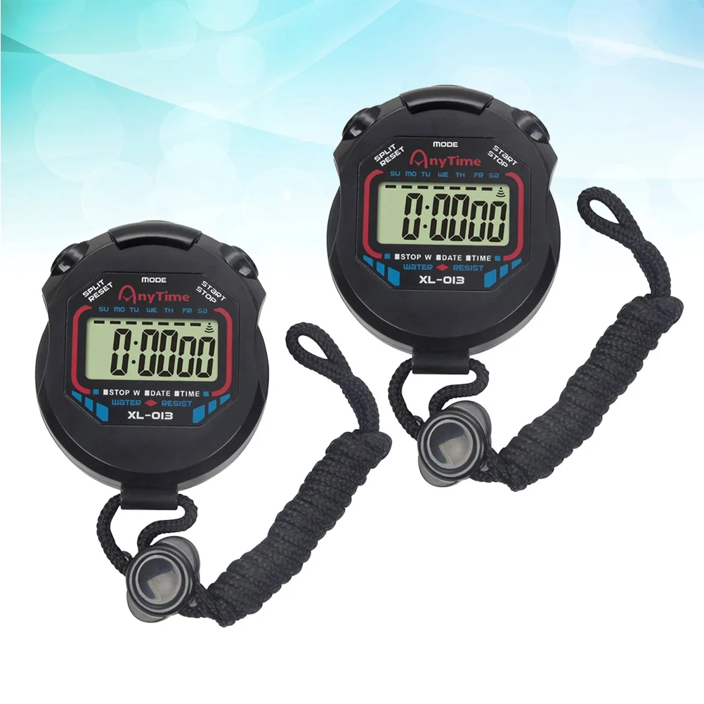 

2pcs Digital Professional Handheld LCD Stopwatch Sports Chronograph Timer with Alarm Feature for Kids Runner Sports Fitness and