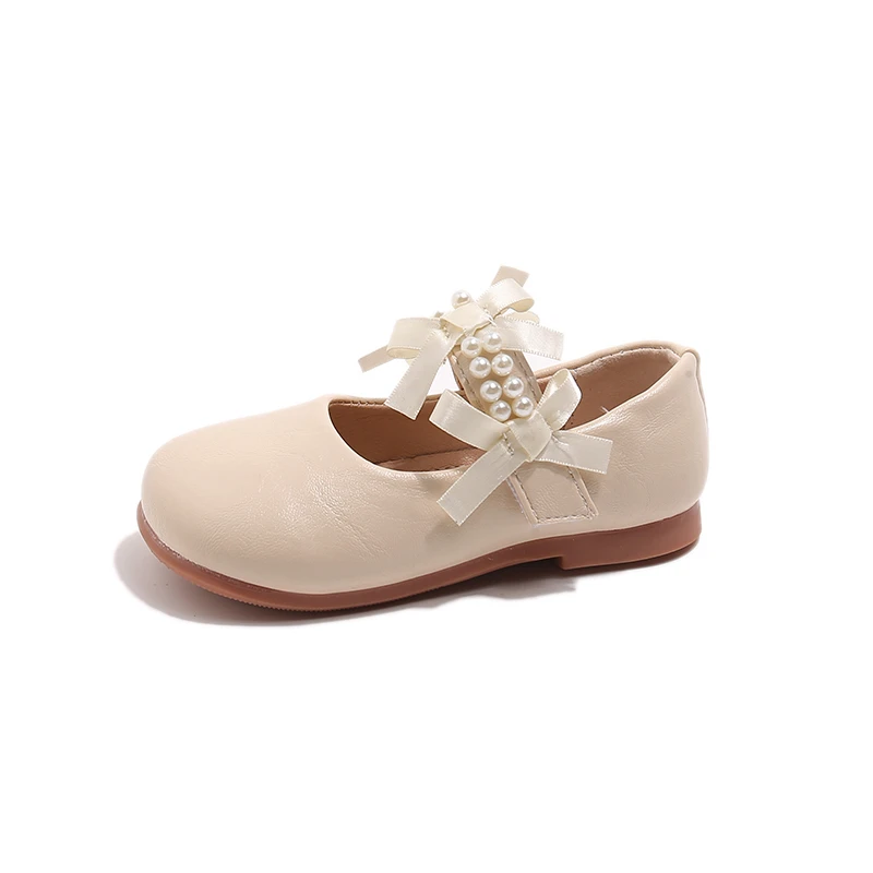 Leather Kids Flats with Lace for Wedding Party