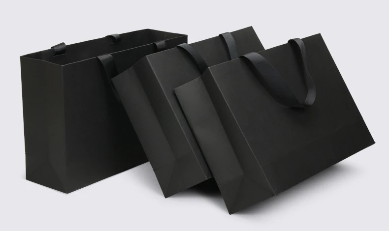 10pcs 250g Black Card Paper Bag with Multiple Sizes Clothing Shopping Handbag Gift Bag Can Be Printed Brush Logo Wholesale 3 Sd01e5496d4c54be0a74dabfc014a4229Z