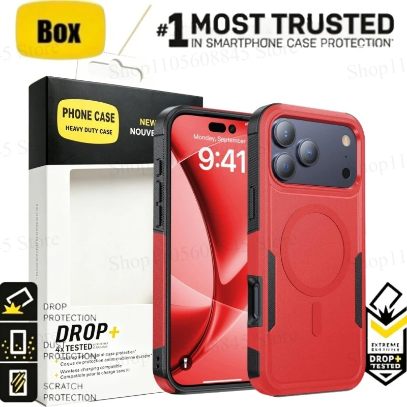 Rugged Shockproof Wireless Charging Case with Magnetic Car Holder Attachment