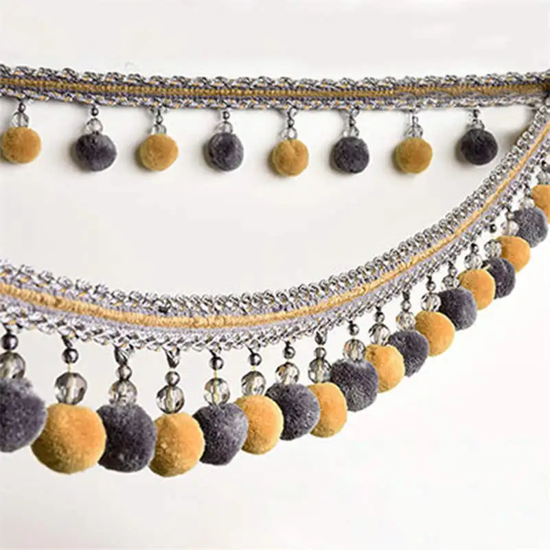 1M Pom Pom Bobble Trim Fringe - Medium Size 10mm Pompom (Per - Foto 5