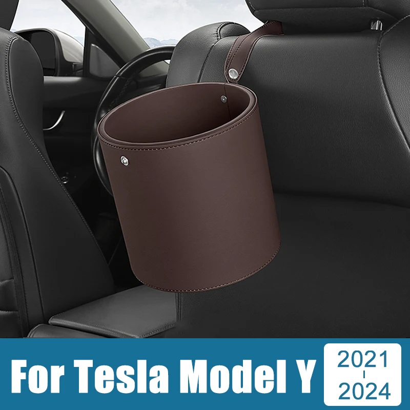 

Universal Portable Car Circular Trash Can Garbage Pocket Sundries Bin Organizer For Tesla Model Y ModelY 2021 2022 2023 2024 EV