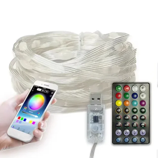Usb Led String Light Smart App Controller DIY Christmas Tree Garland RGB Addressable Fairy Lights 5m 10m 15m 20m Birthday Decor 6