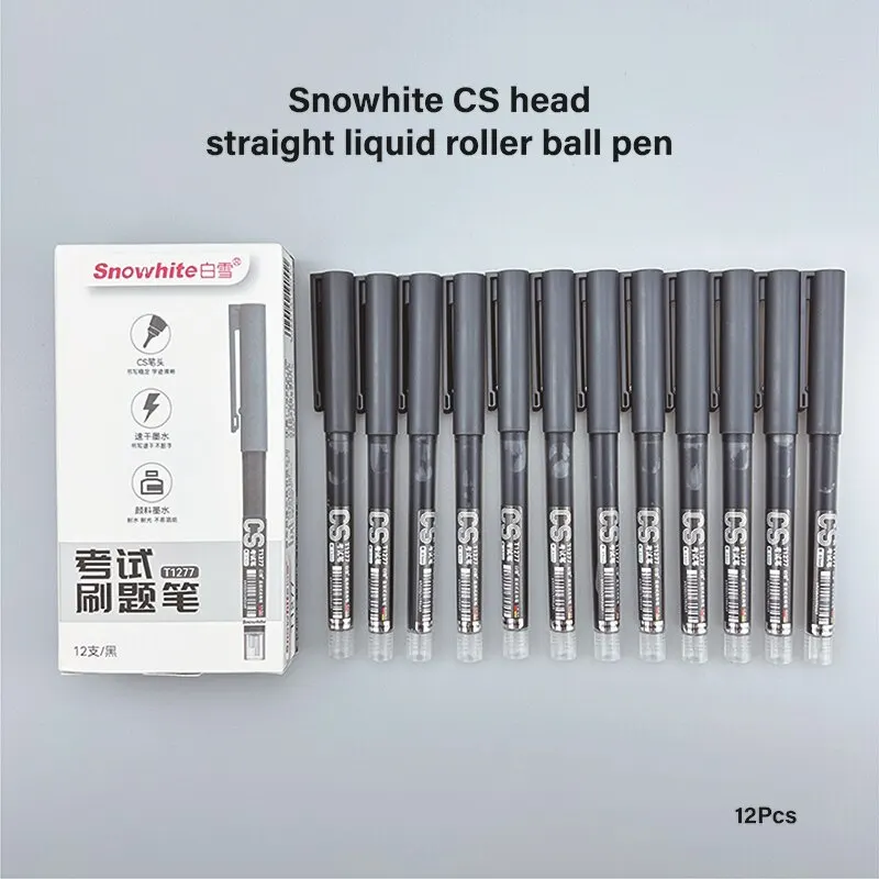 Rollerball Pens 12pcs Rollerball Pens Ball Point Pen 0.5mm Extra Fine Tip Pens Black Liquid Ink Roller Ball