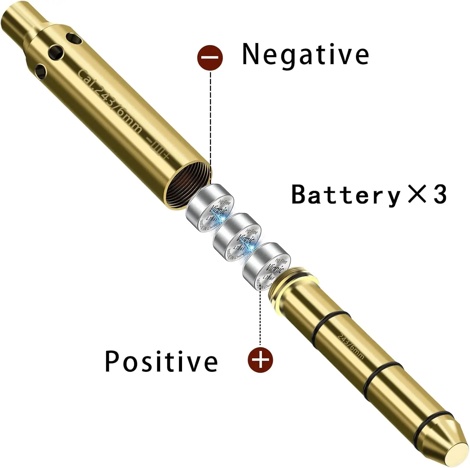 Gun Laser Bore Sight Pistol Rifle Red Dot Laser Pointer Cartridge Collimator Boresighter for 6mm 6.5mm 7.62mm/308Win .22lr