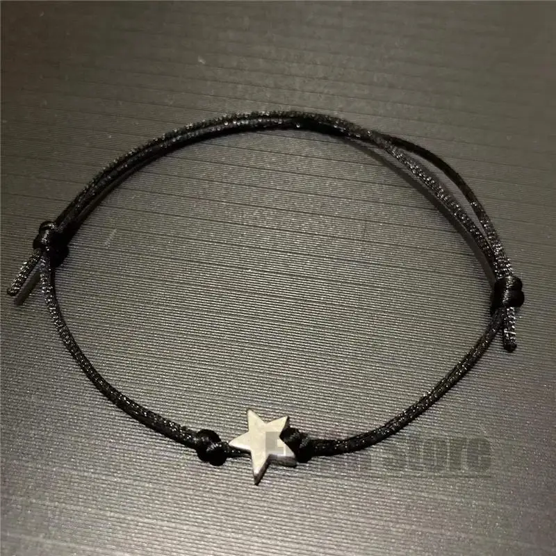 Handmade Stainless Steel Love Heart Star Charm Bracelet Lucky Thin Red Rope Thread String Bracelets Stone Couple Jewelry