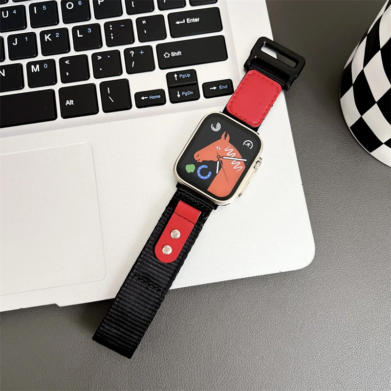 

Nylon strap for Apple Watch Band Ultra 2 9 8 7 SE 6 5 49MM 45MM 40MM 44MM Smartwatch Accessories iWatch Series 41mm Color Velcro