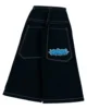 Y2k Fashion Street Personalized Loose  Hip Hop Alphabet Embroidered Outdoor Sports Jeans Harajuku Punk New Wide Leg Black Jeans 1