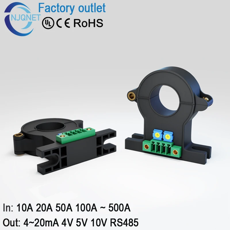 홀 효과 전류 변환기 QNDBK1-21 DC 30A 50A 100A 200A 300A / 420mA 전류 변압기 스플릿 코어 전류 센서 홀