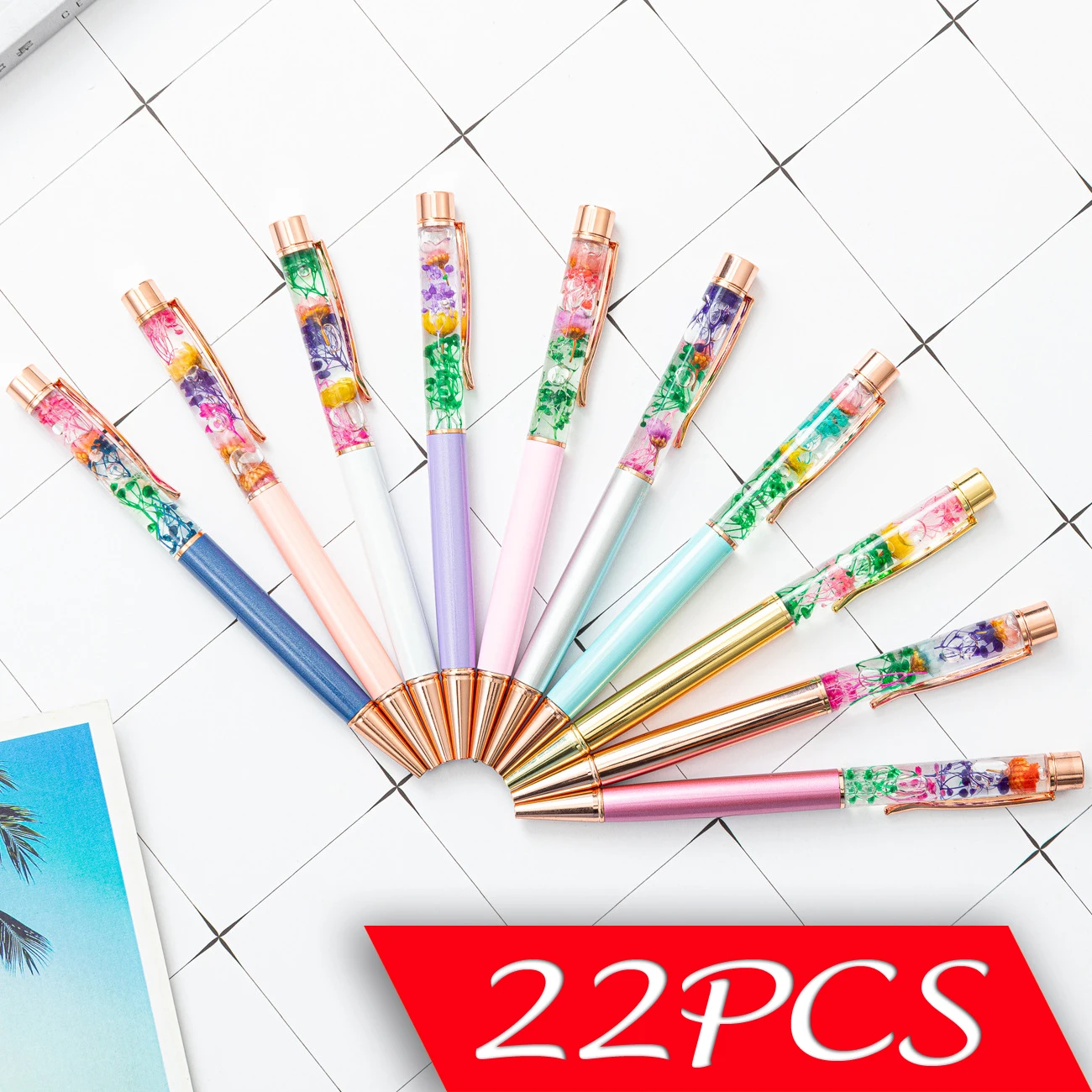 

22 шт. необычная металлическая фоторучка на масляной основе с сухими цветами