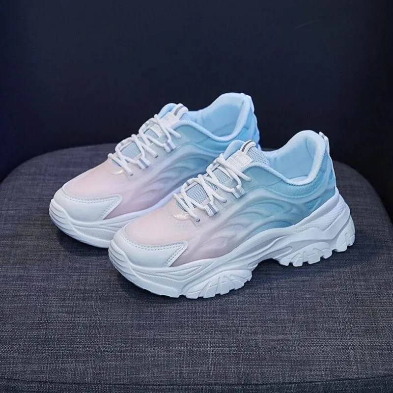 

Mixed Colors Breathable Platform Sneakers 2023 New Casual All-match Mesh Lightweight Sprots Running Shoes Fashion Spring Autumn