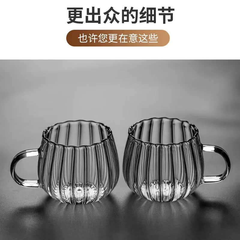 Transparent Vertical Pattern Glass Cup Petal Belt Tea And Coffee Cup, Home Drinkware 350Ml 12 Transparent Vertical Pattern Glass Cup Petal Belt Tea And Coffee Cup, Home Drinkware 350Ml