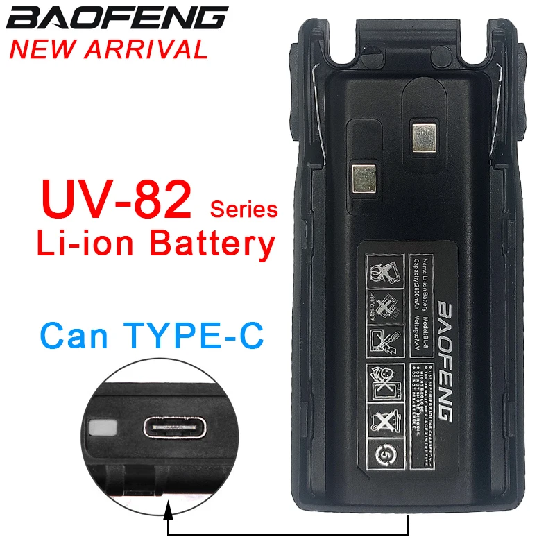 Baofeng Walkie Talkie uv82 Battery Type-C Rechargable Batterior for Baofeng 8D Two Way CB Radio USB Battery Wireless set